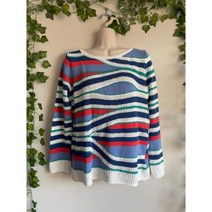 ❗️FINAL SALE! Gorgeous Blue, White, Red & Green Striped Knit Sweater